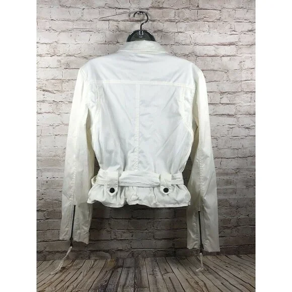Millard Fillmore white asymmetrical‎ belted jkt M - Picture 4 of 8